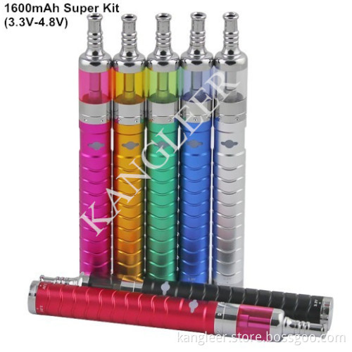 1600mAh VV Mod for E Cigarette, 3.3V-4.8V Vaporizer Pen Kit Comes with Twist Battery and Bottom Dual Coil Clearomizer